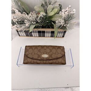 Coach F52601 Brown PVC Coated Canvas Leather Wallet Clutch - Compact & Stylish